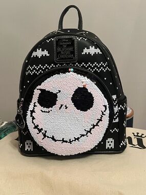 NWT Lounge Sequin Jack Skellington Nightmark Before Christmas backpack